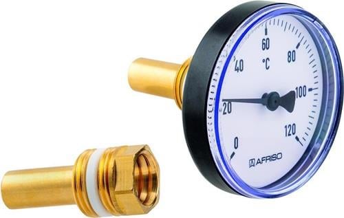 AFRISO Bimetall-Thermometer BiTh 80 K 0/120C 63mm G1/2B ax Kl.2