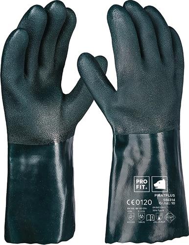 Chemikalienschutzhandschuh Pirat Gr.10 grün PVC EN388,EN ISO374-1 PSAIII PRO FIT