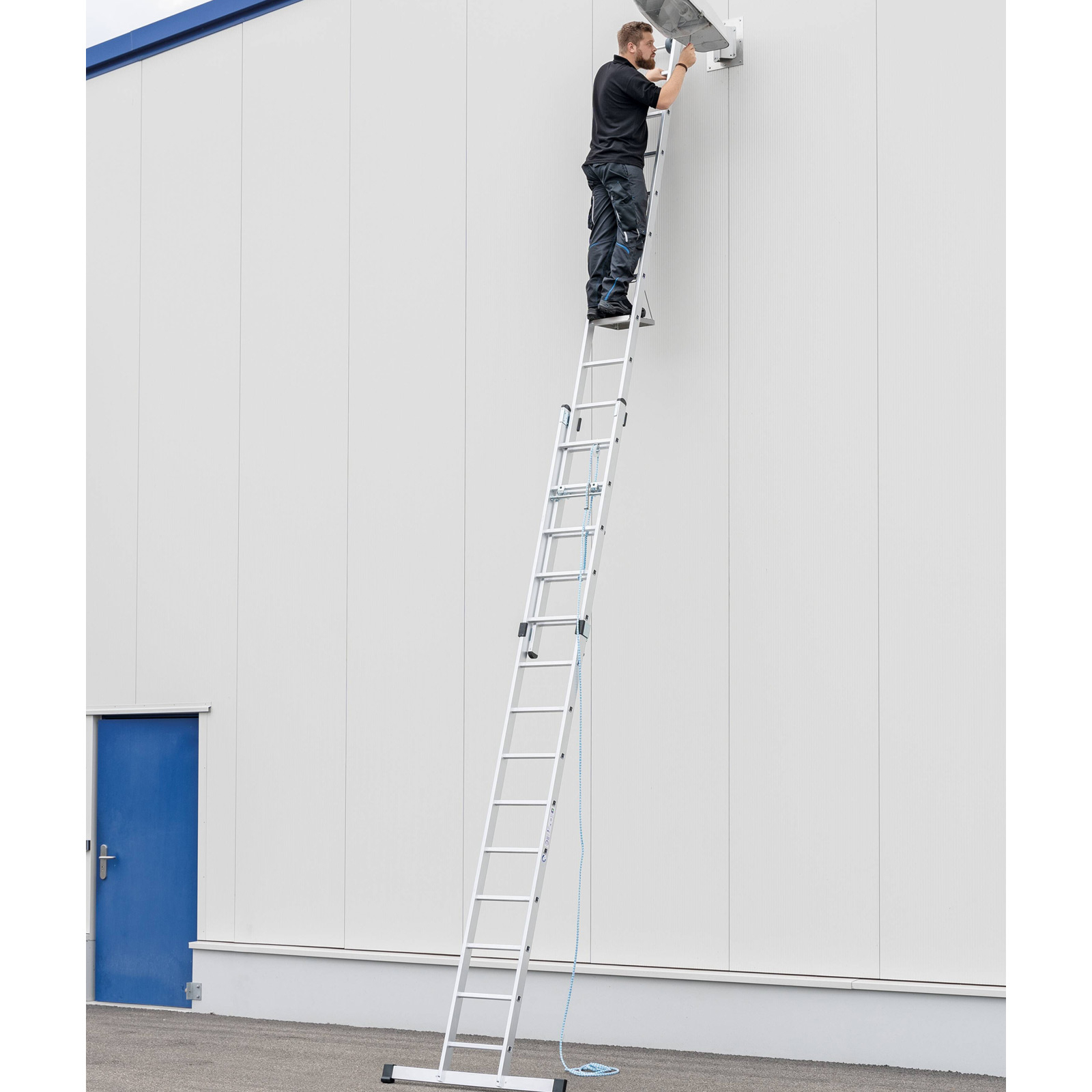 Günzburger Steigtechnik Sprossen-Seilzugleiter 2tlg. mit Standard-Traverse 2 x 20 Sprossen - 021720