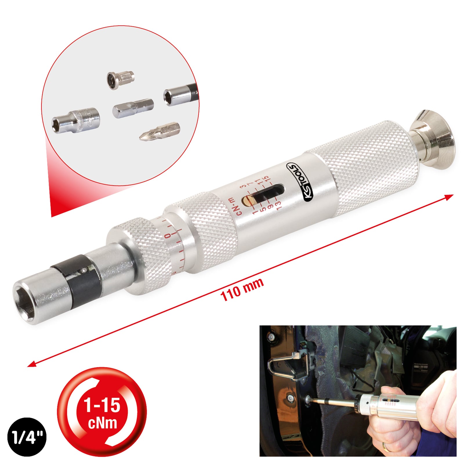 KS TOOLS 1/4" ESD Drehmomentschraubendreher Mikrometerskala 1 - 15 cNm - 516.3210