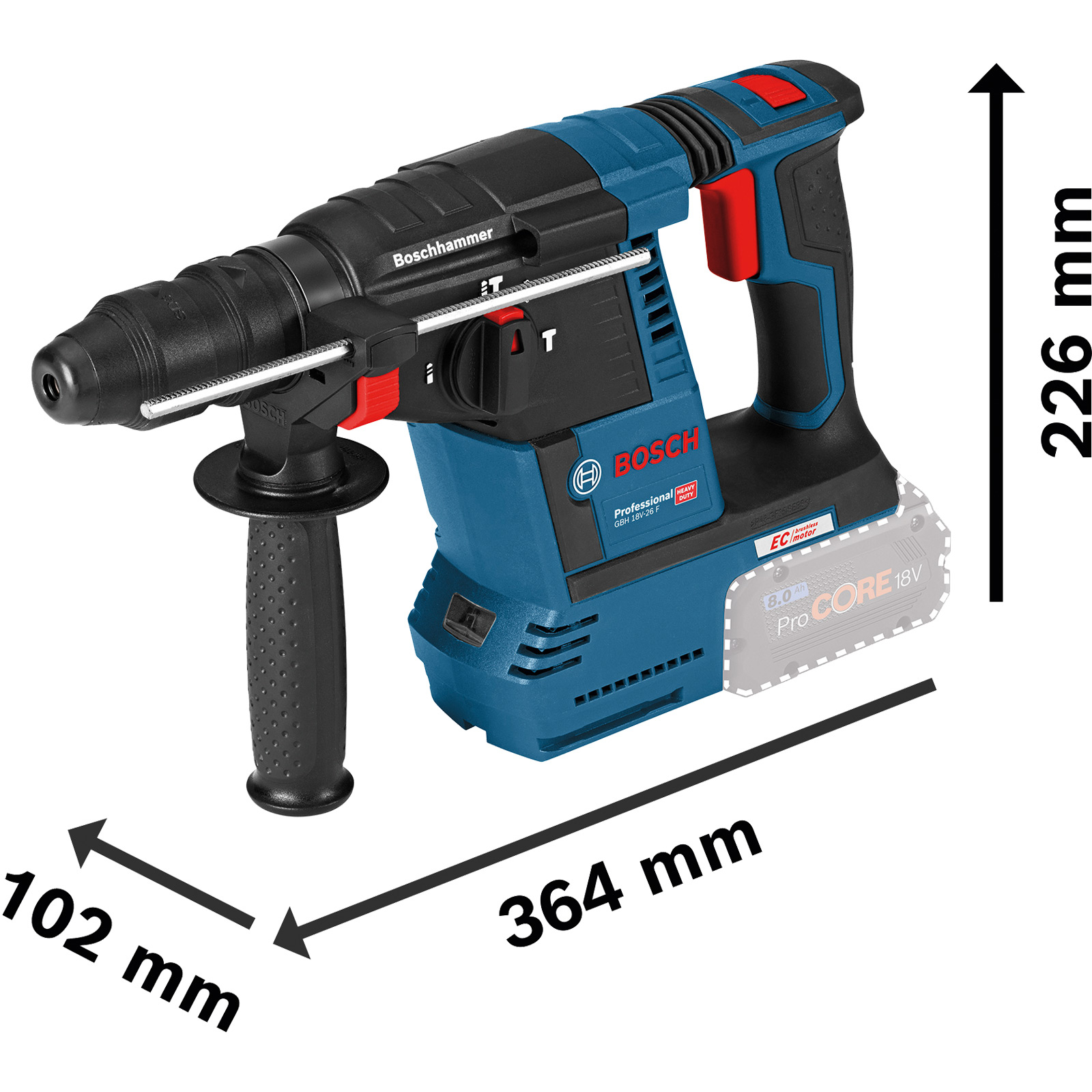 Bosch Akku-Bohrhammer GBH 18V-26 F mit SDS plus 18V / 2x 4,0 Ah Akku + Ladegerät inkl. Zubehör-Set in L-Boxx