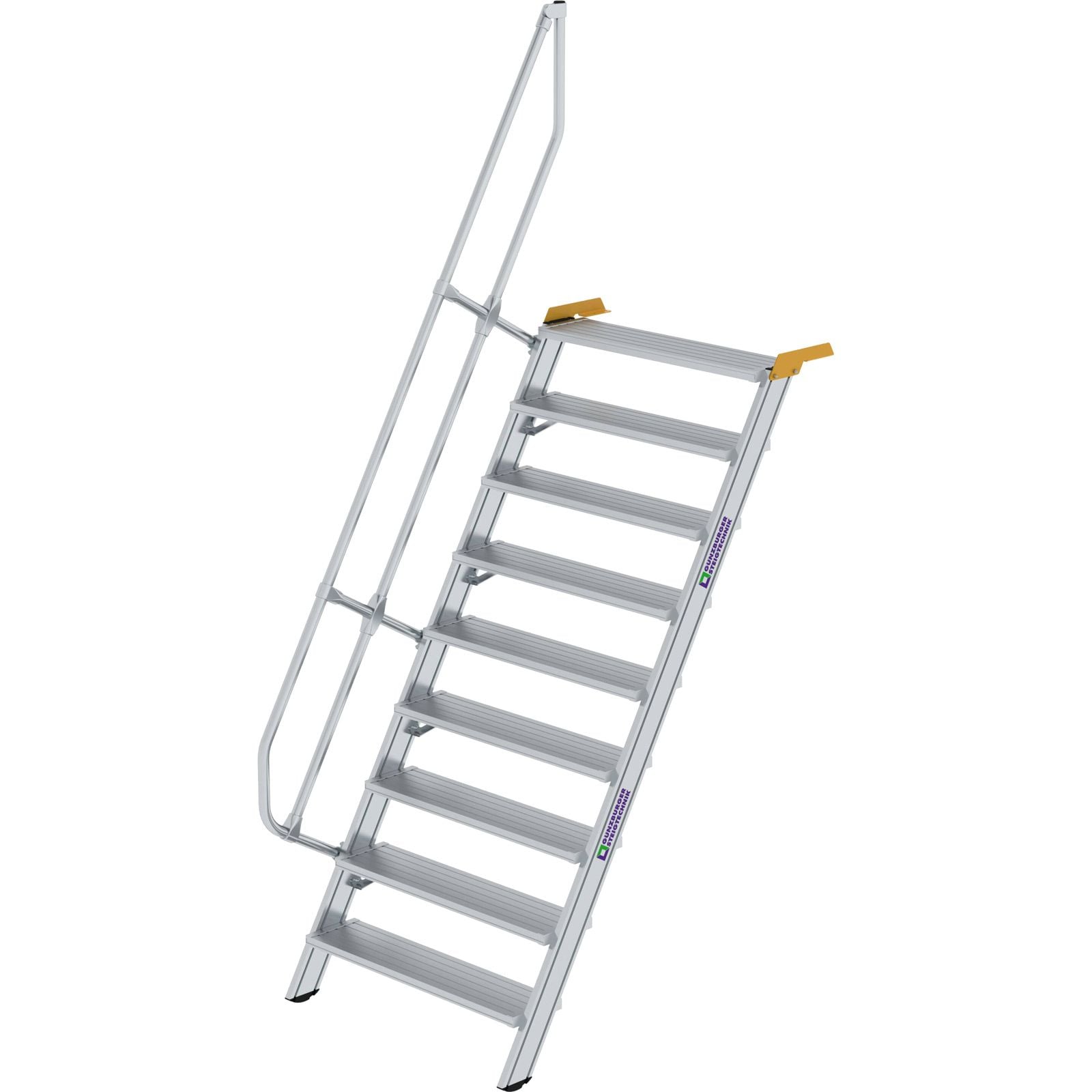 Günzburger Steigtechnik Treppe 60° Stufenbreite 1.000 mm 9 Stufen Aluminium geriffelt - 600329