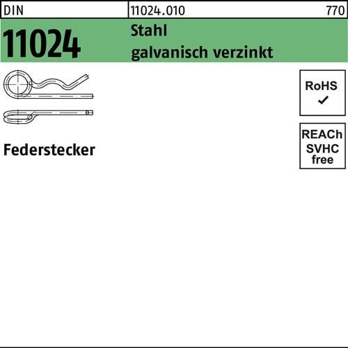 Federstecker DIN 11024 2,5/9 -11,2 Stahl galv.verz. 200 Stück