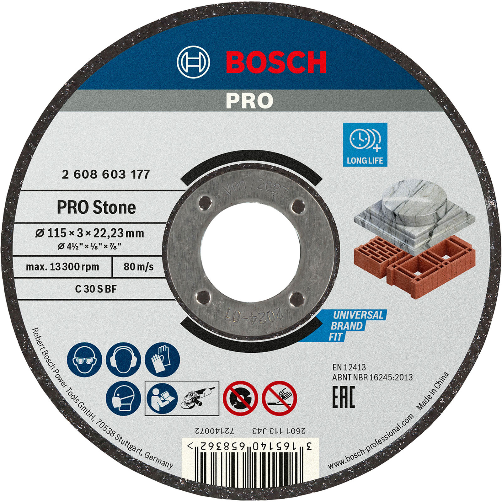 Bosch PRO Stone Trennscheibe 115 x 3 x 22,23 mm - 2608603177