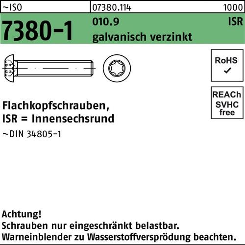 Flachkopfschraube ISO 7380-1 ISR M4x8-T20 010.9 galv.verz. 500St.