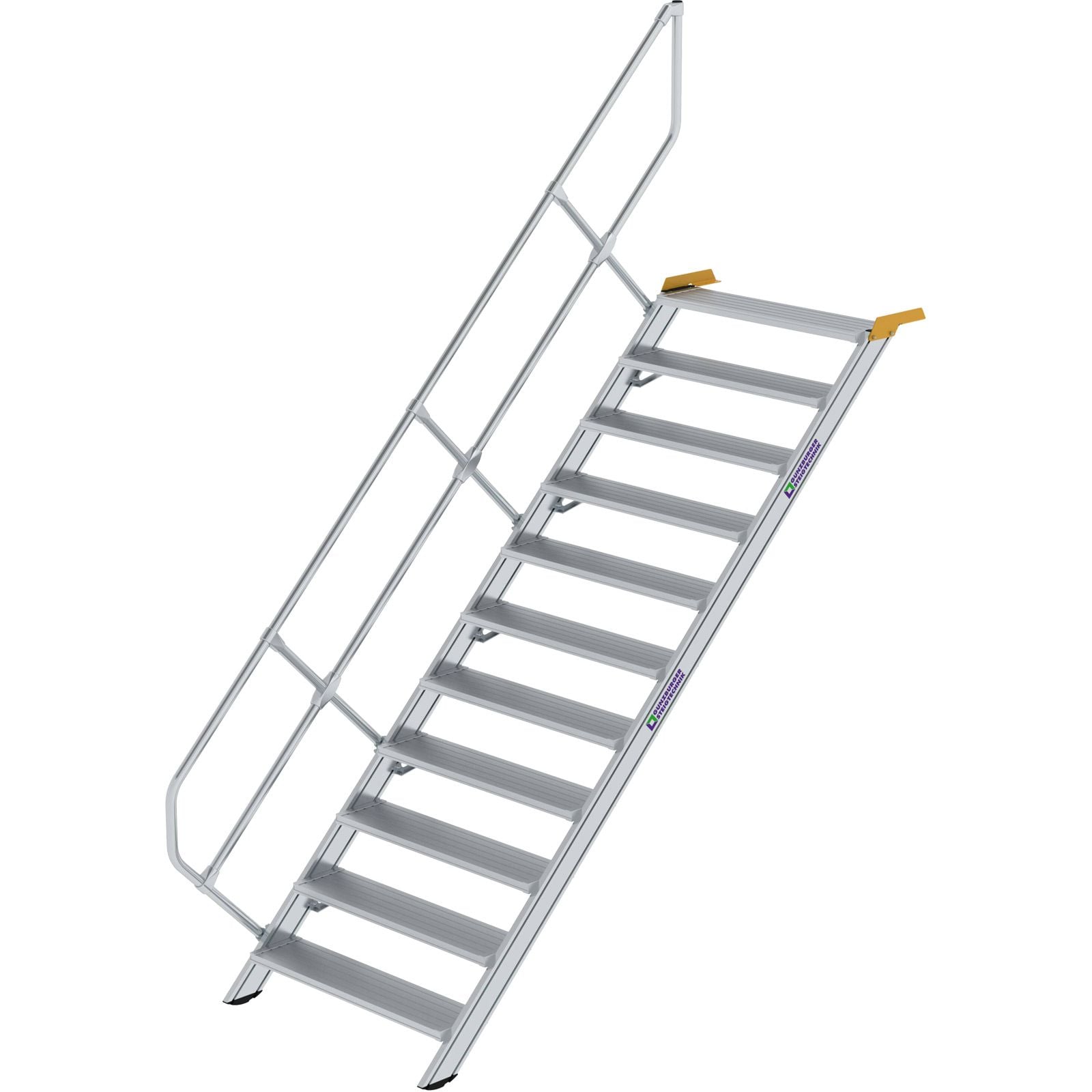 Günzburger Steigtechnik Treppe 45° Stufenbreite 1.000 mm 11 Stufen Aluminium geriffelt - 600351