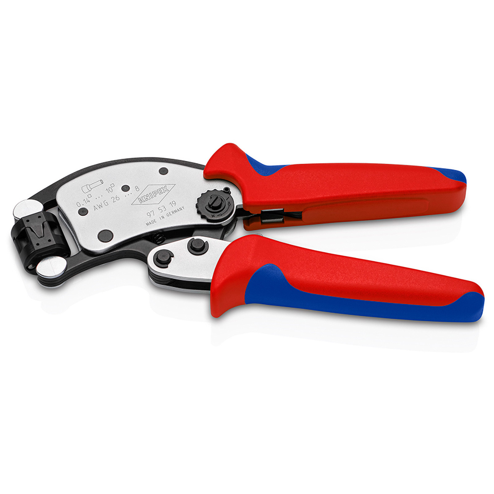 Knipex Selbsteinst. Crimpzange für Aderendhülsen verchromt, mit Mehrkomponenten-Hüllen 200 mm - 975319