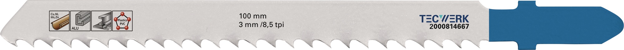 Stichsägeblatt Gesamt-L.100mm Zahnt.3mm HSS 5 St./Karte TECWERK