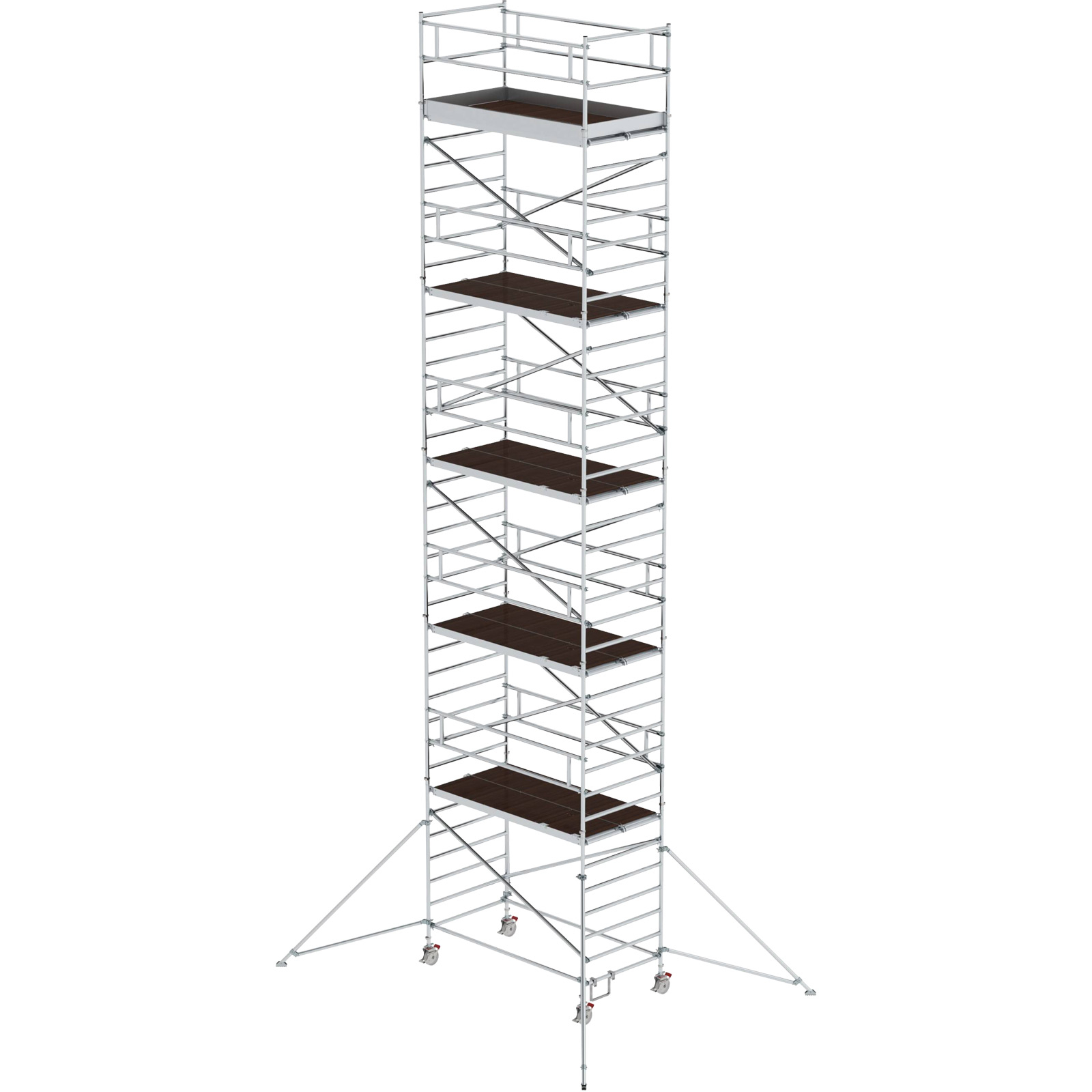 Günzburger Steigtechnik Rollgerüst 1,35 x 2,45 m mit Ausleger & Doppel-Plattform Plattformhöhe 10,35 m - 168036