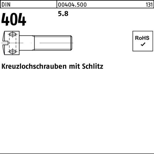 Kreuzlochschraube DIN 404 Schlitz M3x 8 5.8 100 Stück