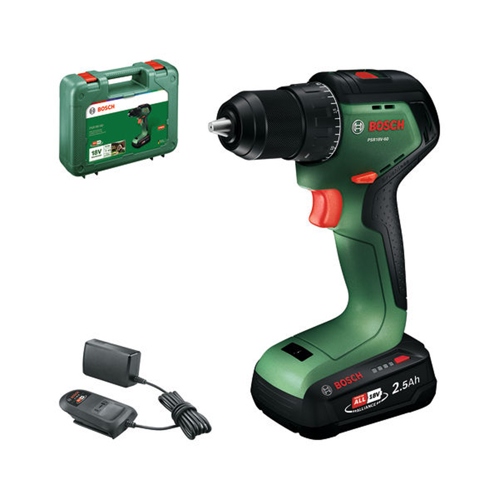 Bosch Akku-Bohrschrauber PSR18V-60 / 1x Akku PBA 18V 2.5Ah - 06039D7201