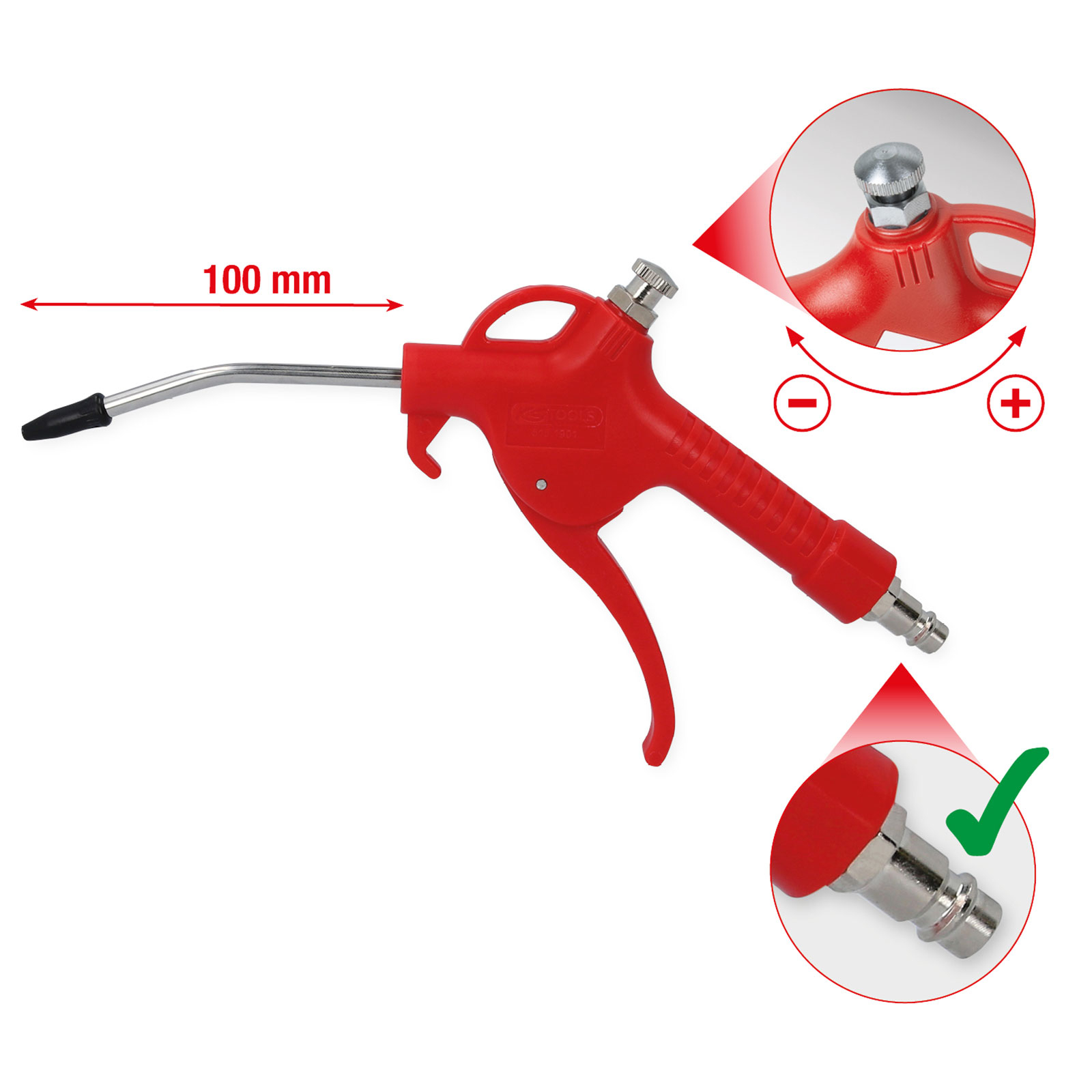 KS TOOLS Druckluft-Ausblaspistole mit Durchflussregulierung - 515.1901