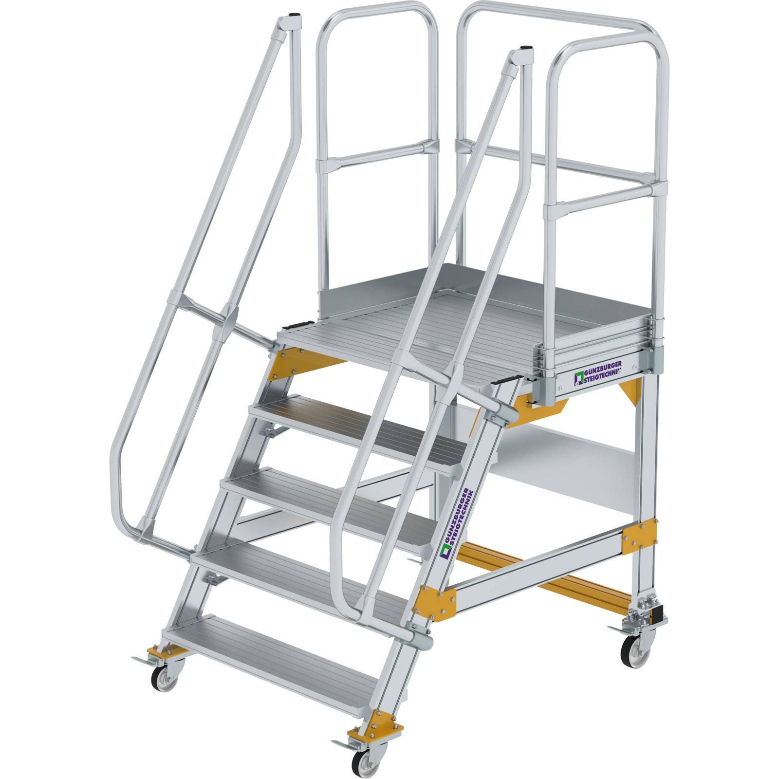 Günzburger Steigtechnik Plattformtreppe 60° fahrbar Stufenbreite 1 m 5 Stufen - 600745