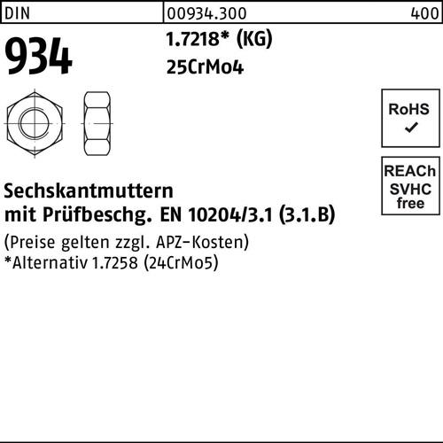 Sechskantmutter DIN 934 M 12 25CrMo4 100 Stück