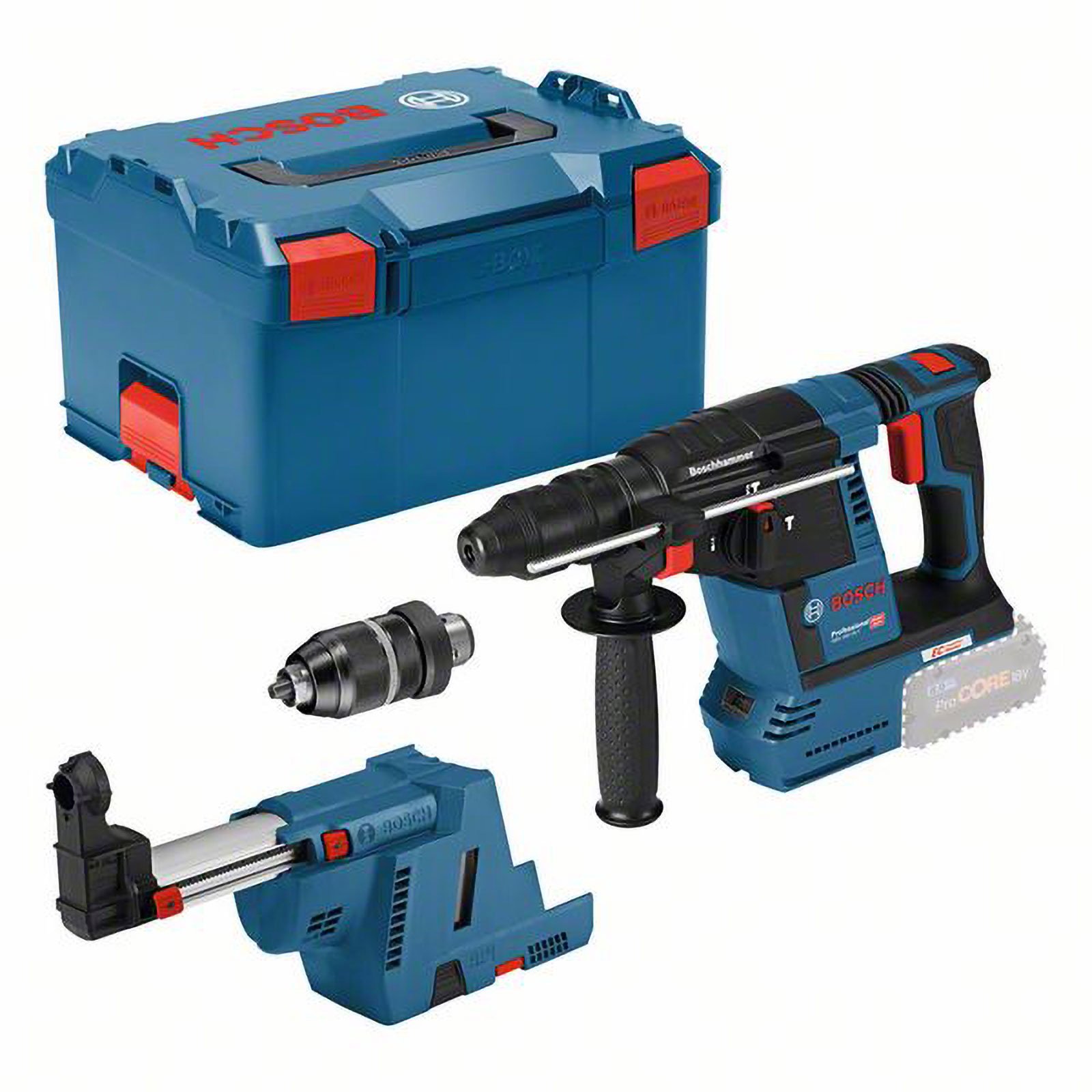 Bosch Akku-Bohrhammer GBH 18V-26 F + GDE mit SDS plus Solo inkl. Staubabsaugung in L-Boxx - 061191000K