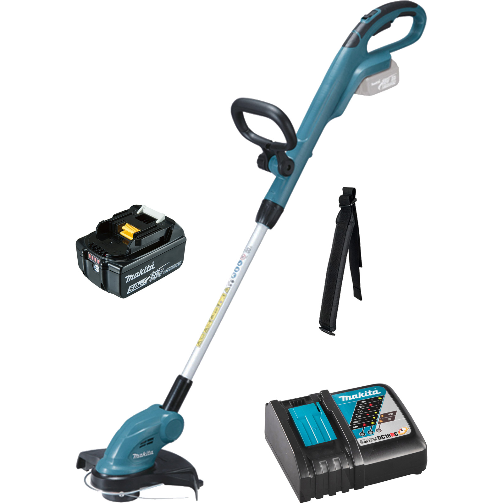 Makita DUR181RT Akku-Rasentrimmer 18 V / 1x 5,0 Ah Akku + Ladegerät 