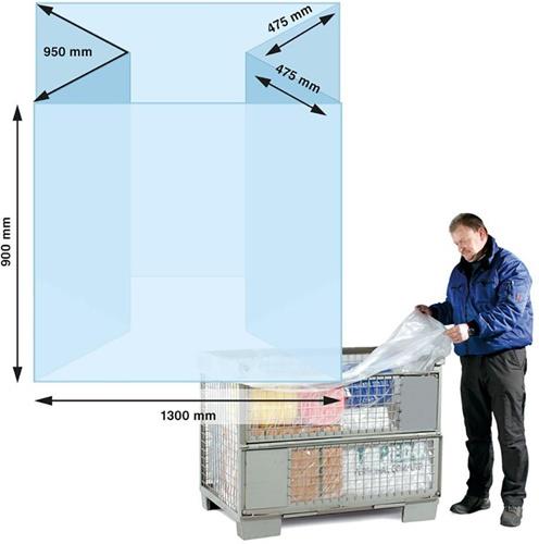 Seitenfaltensack Maße (B+SFxL) 1300+950x900mm S.90µ LPDE kurz f.Gitterbox