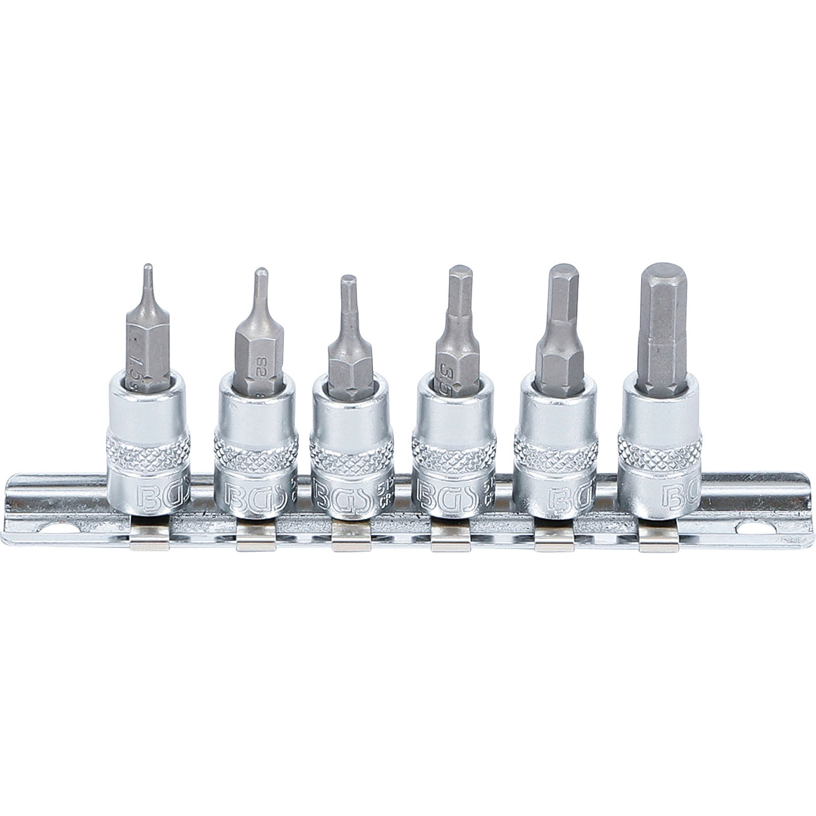 BGS Bit-Einsatz-Satz Antrieb Innenvierkant 6,3 mm (1/4") Innensechskant 1,5 - 6 mm 6tlg. - 5151