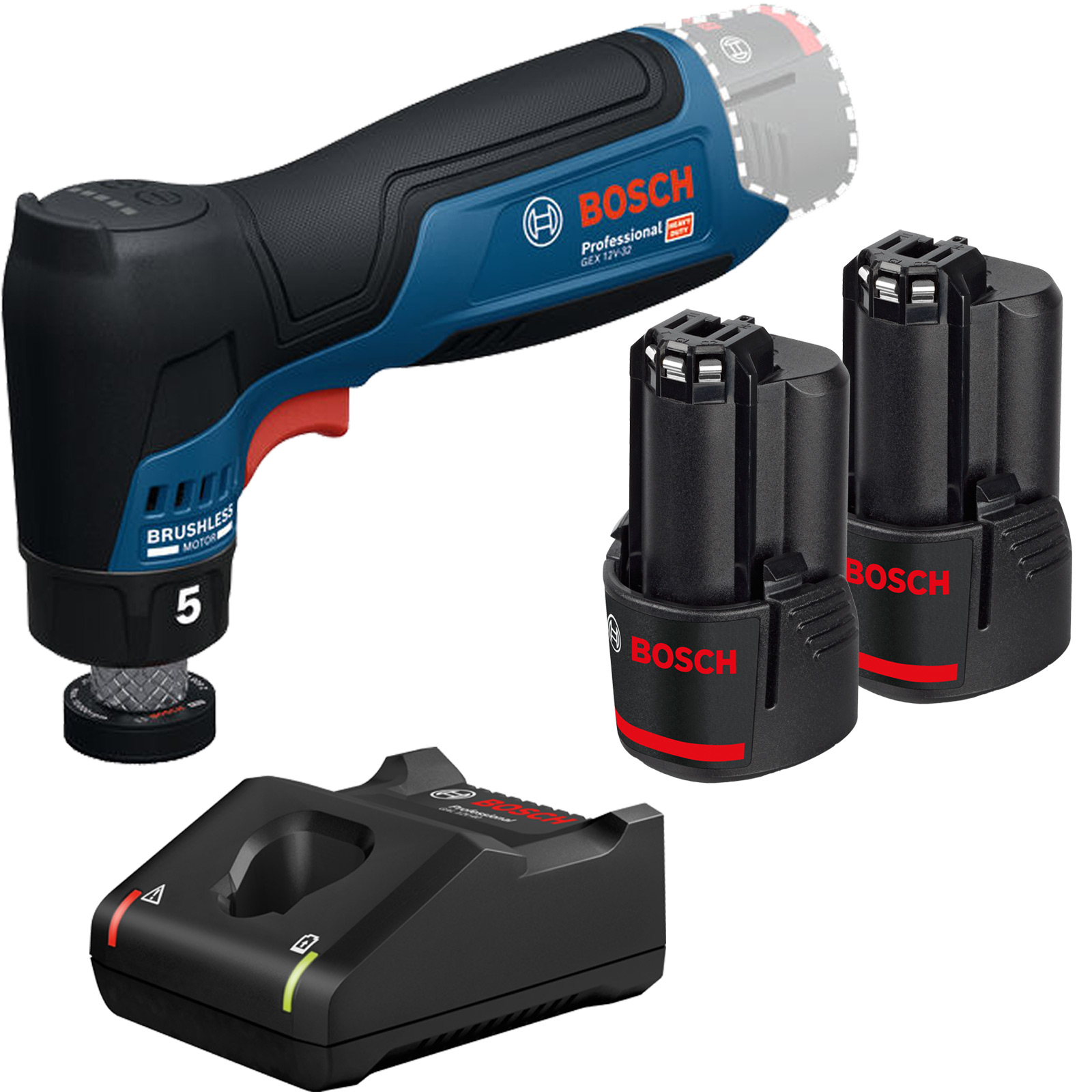 Bosch Akku-Exzenterschleifer GEX 12V-32 / 2x 2,0 Ah + Ladegerät GAL 12V-40 - 06019L2000-1