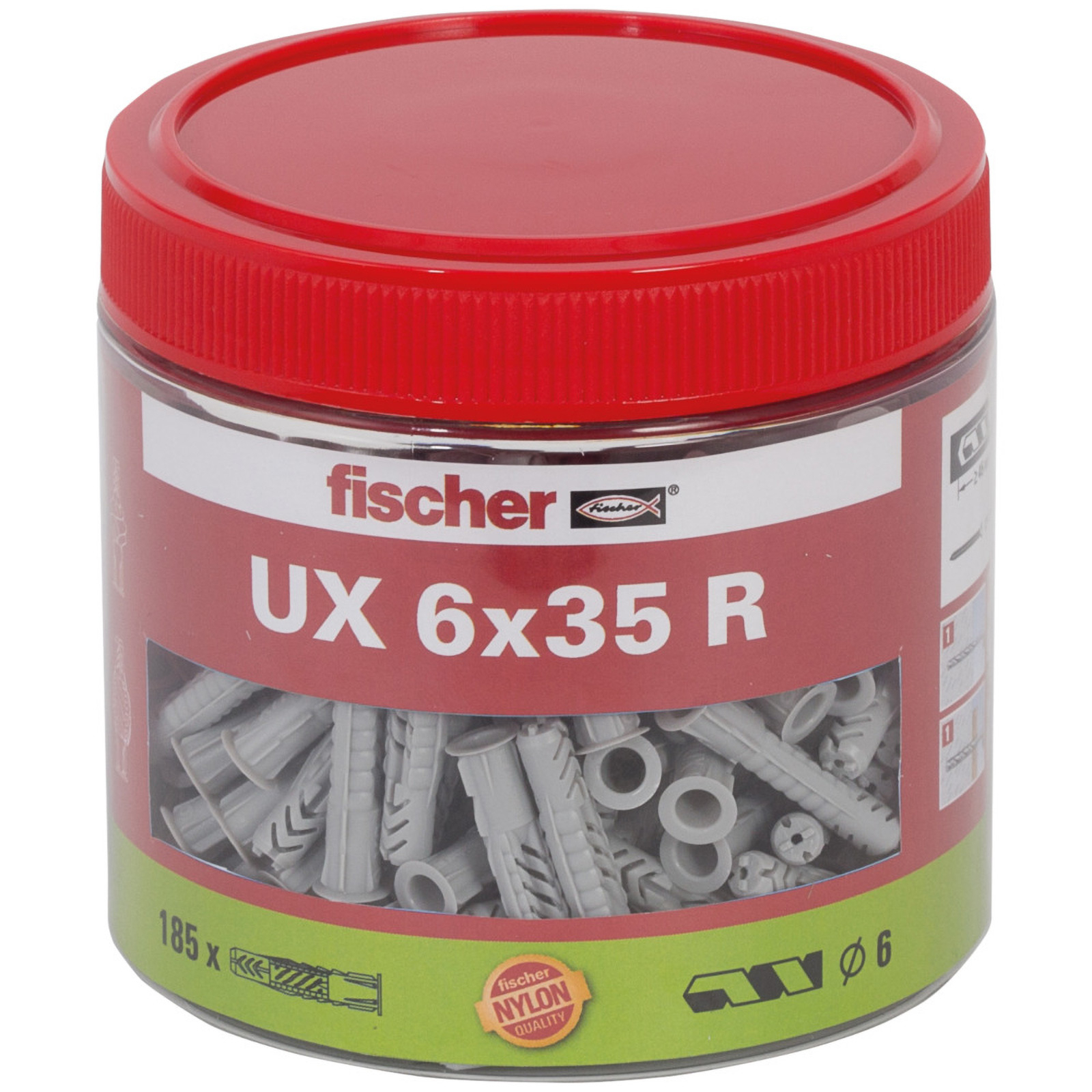 Fischer Universaldübel UX 6 x 35 mm R mit Rand Dose - 531027