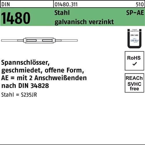 Spannschloss DIN 1480 offen 2Anschweißenden SP-AE M24 Stahl ÜZ galv.verz. 1St.