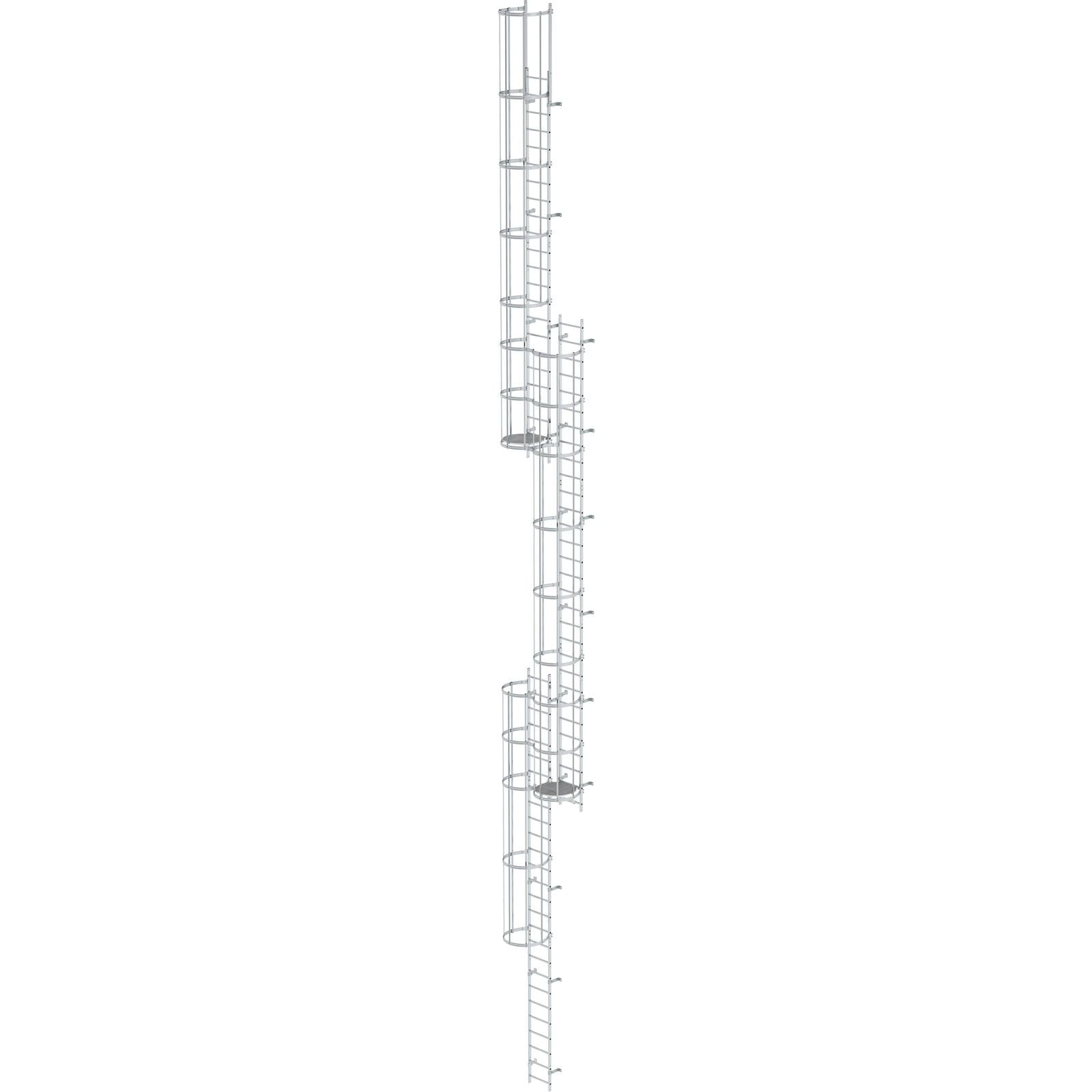 Günzburger Steigtechnik mehrzügige Steigleiter mit Rückenschutz (Notleiter) Aluminium blank 18,84 m - 510265