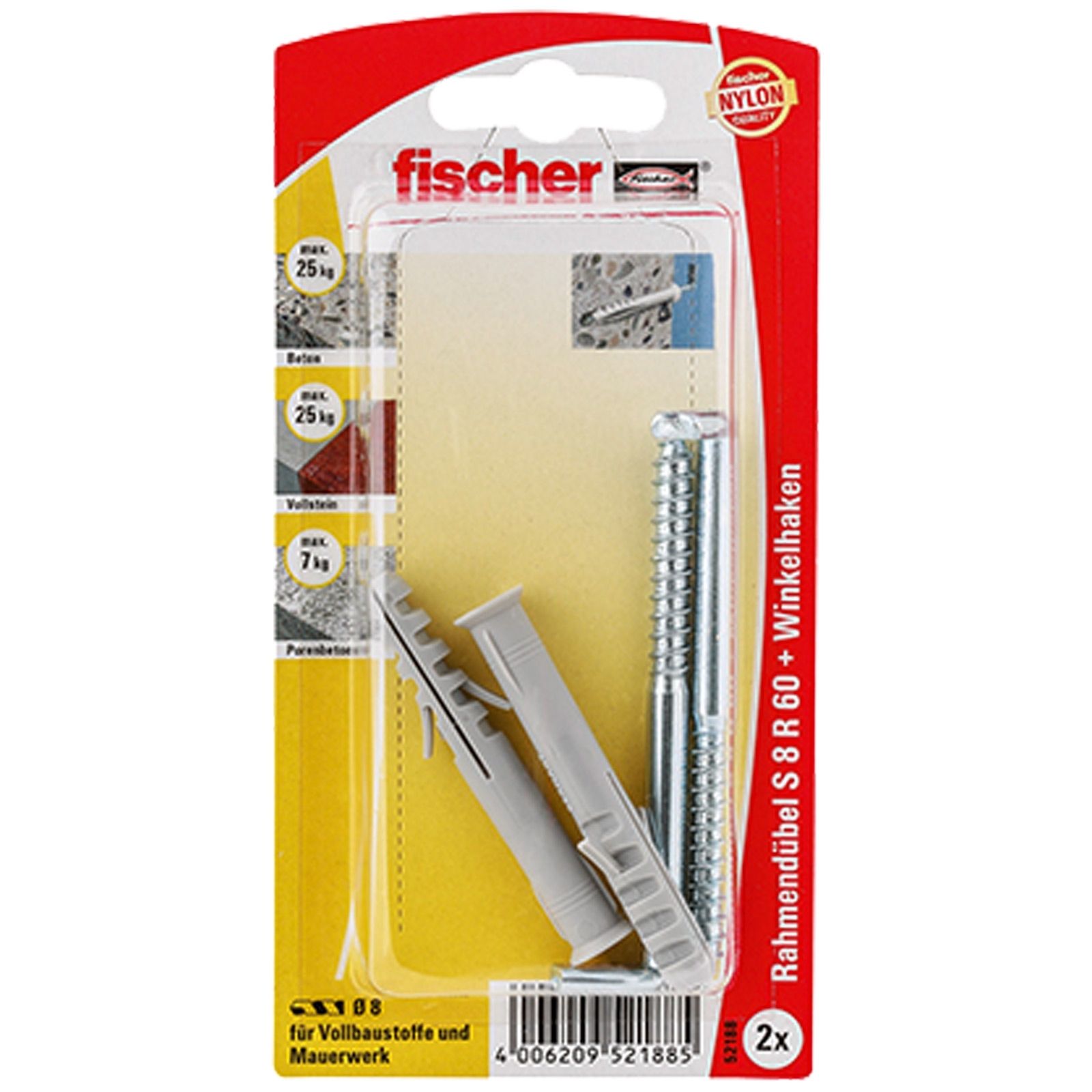 Fischer 2x Rahmendübel S 8 RW - 52188