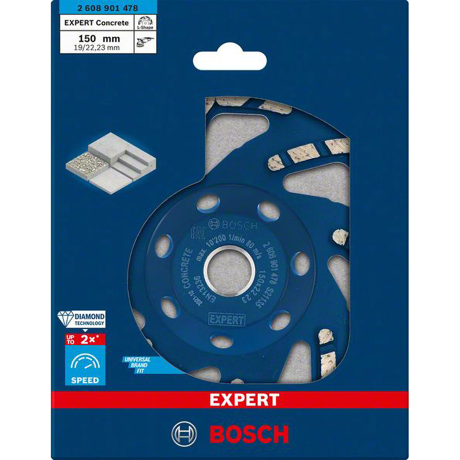 Bosch EXPERT Concrete Diamanttopfscheibe 150 x 22,23 x 4,5 mm - 2608901478