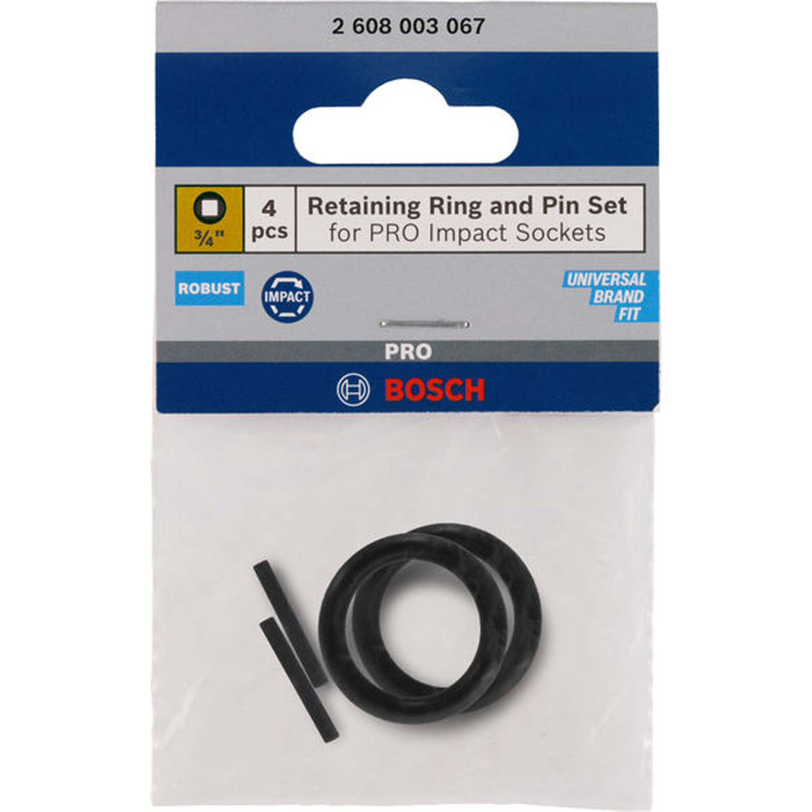 Bosch Haltering und Stift für PRO Impact Steckschlüsseleinsätze, 3/4 Zoll, 4‑tlg. - 2608003067