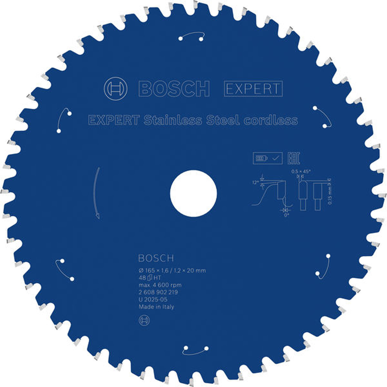 Bosch EXPERT Stainless Steel Kreissägeblatt 165x20 mm Z48 - 2608902219