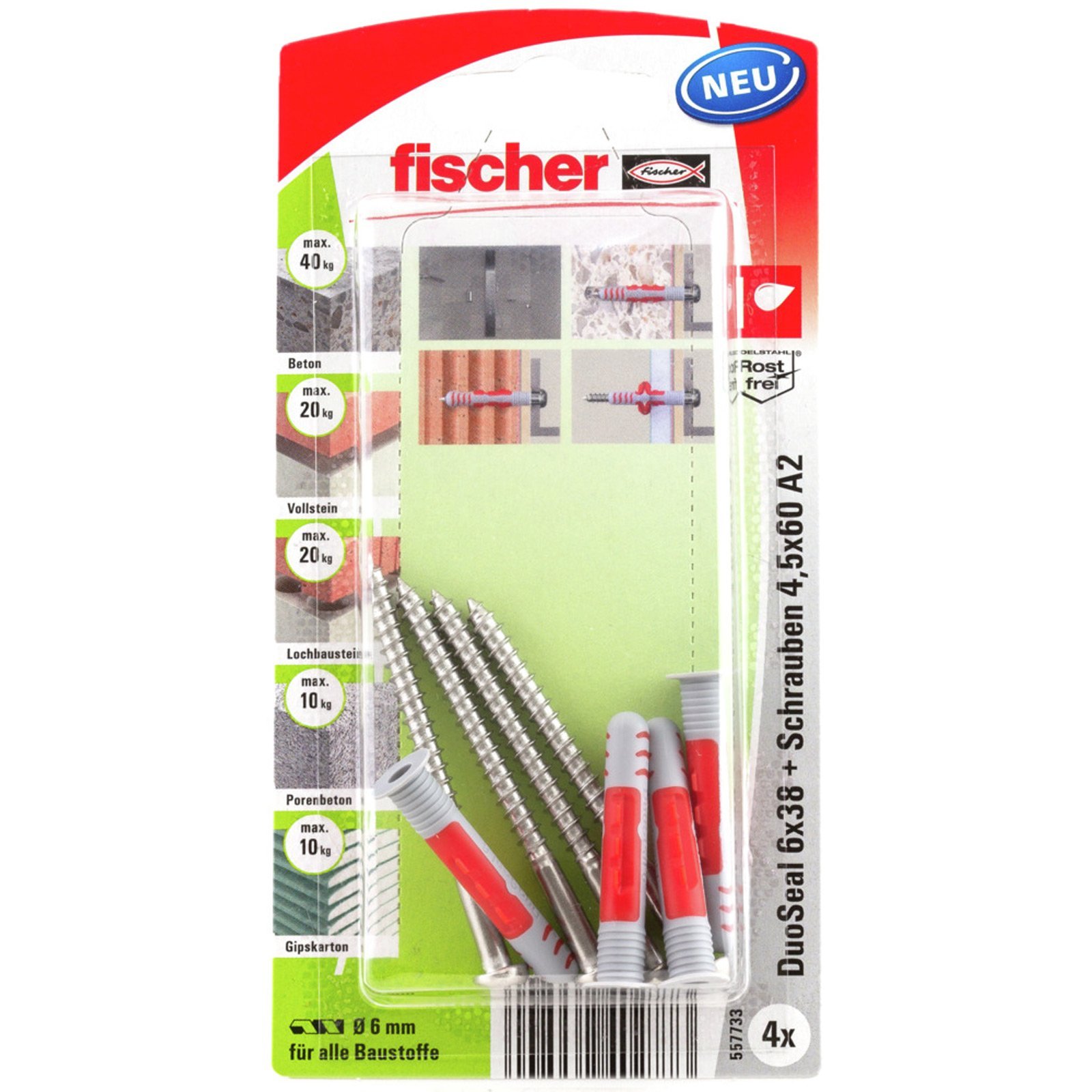 Fischer 4x DuoSeal 6x38 S A2 - 557733