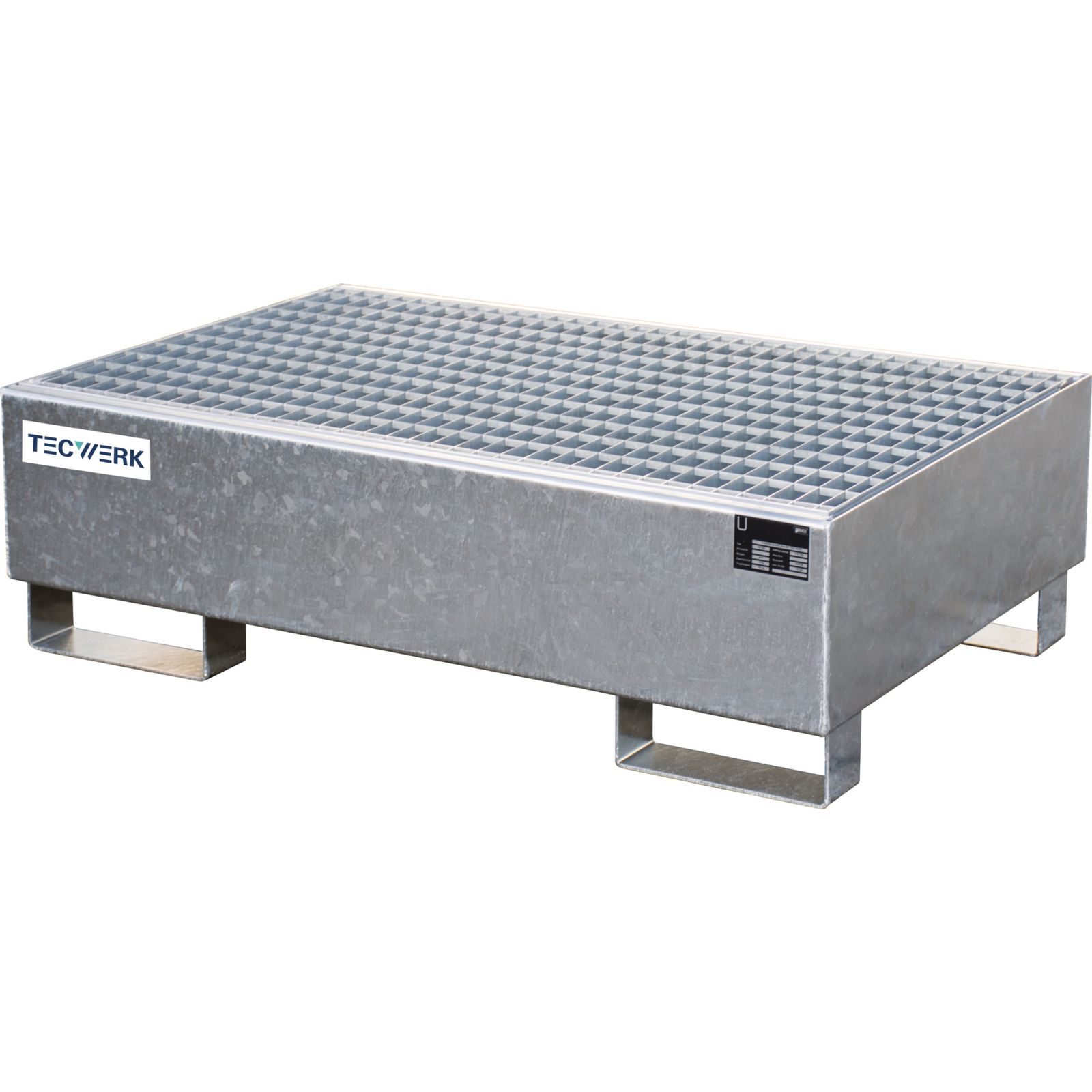 Auffangwanne 215l L1200xB800xH360mm Stahlbl.m.Gitterrost silber TECWERK