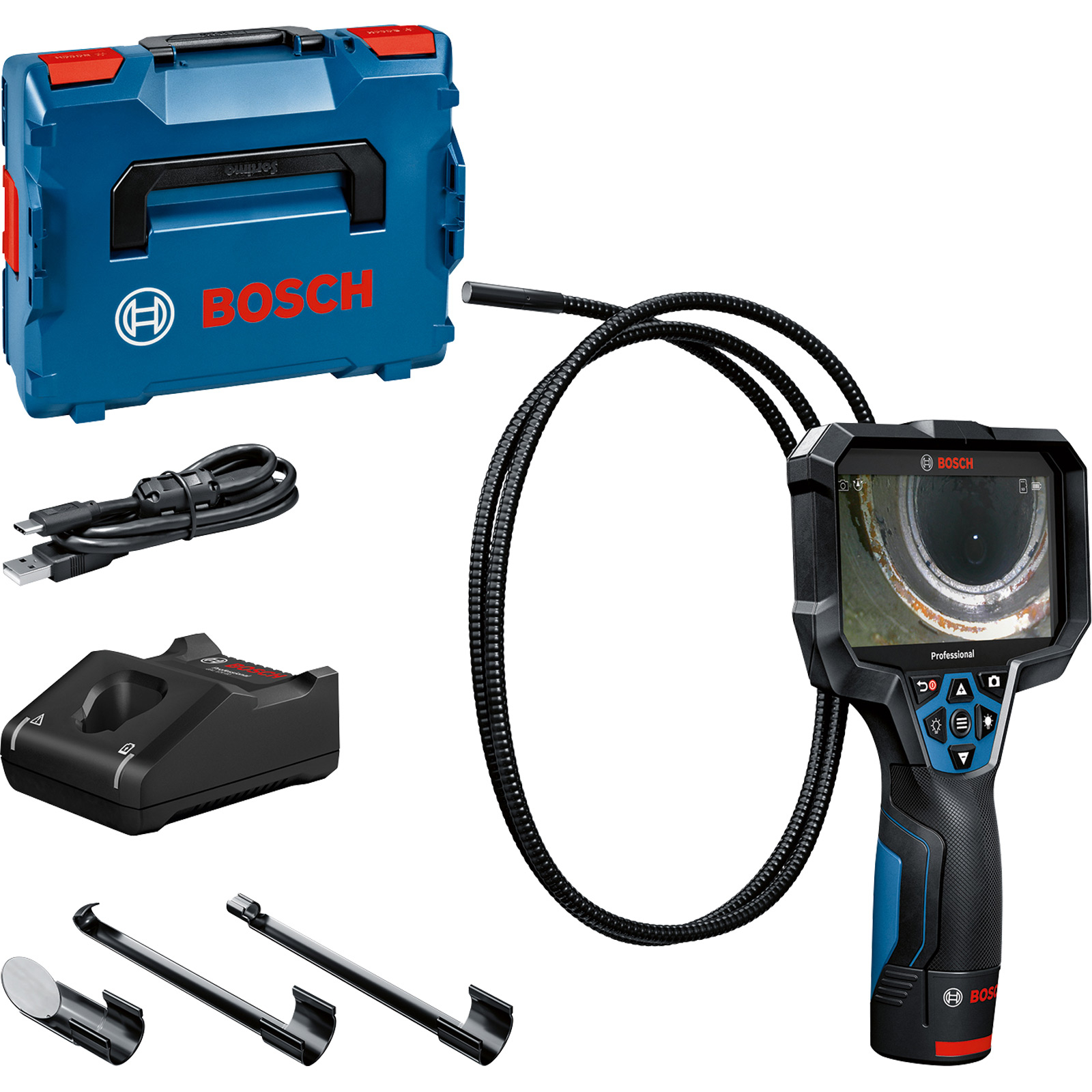 Bosch Inspektionskamera GIC 12V-5-27 C / 1x 2,0 Ah Akku + Ladegerät in L-Boxx - 0601241401