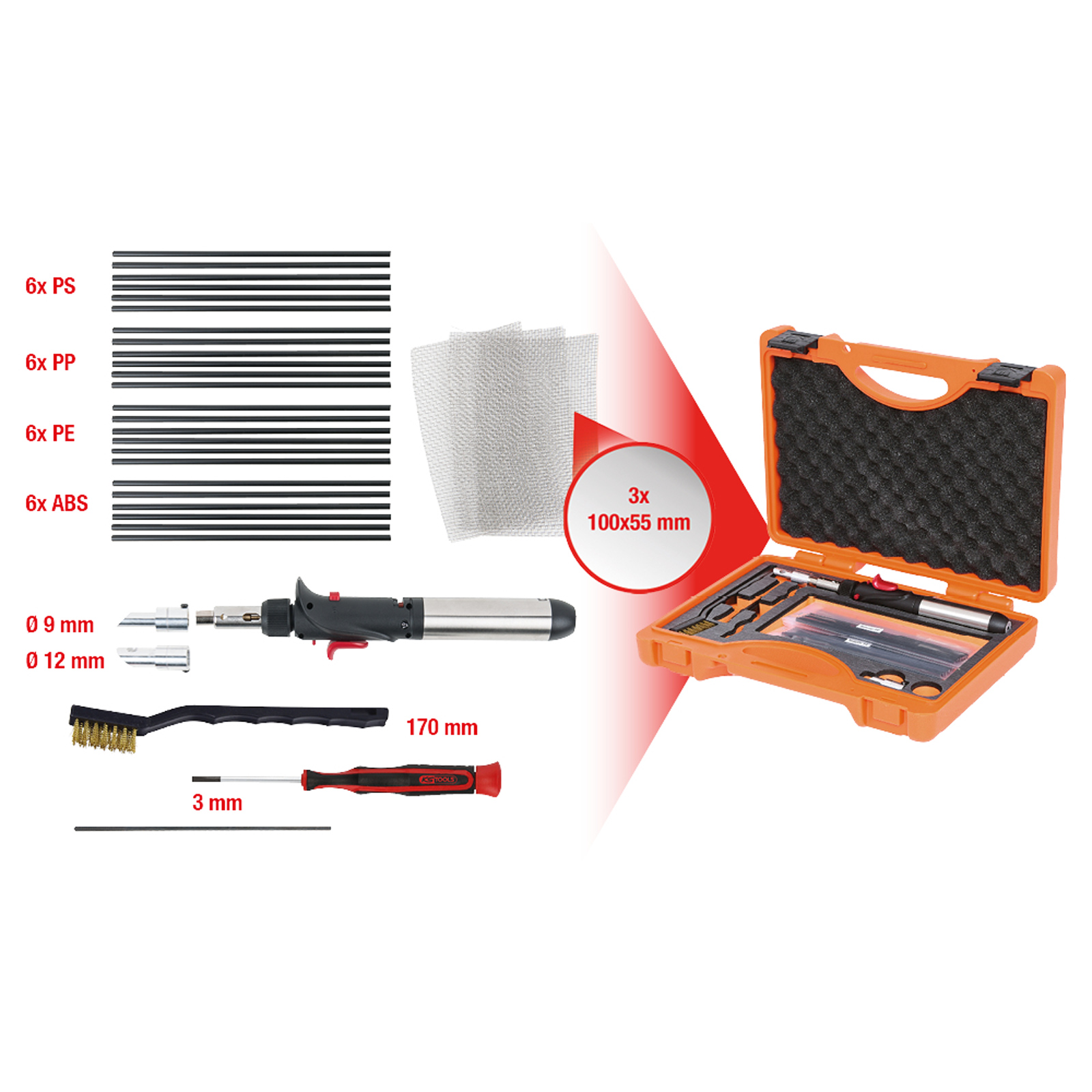 KS TOOLS Kunststoff-Schweißkolben-Satz 33tlg. - 960.1115