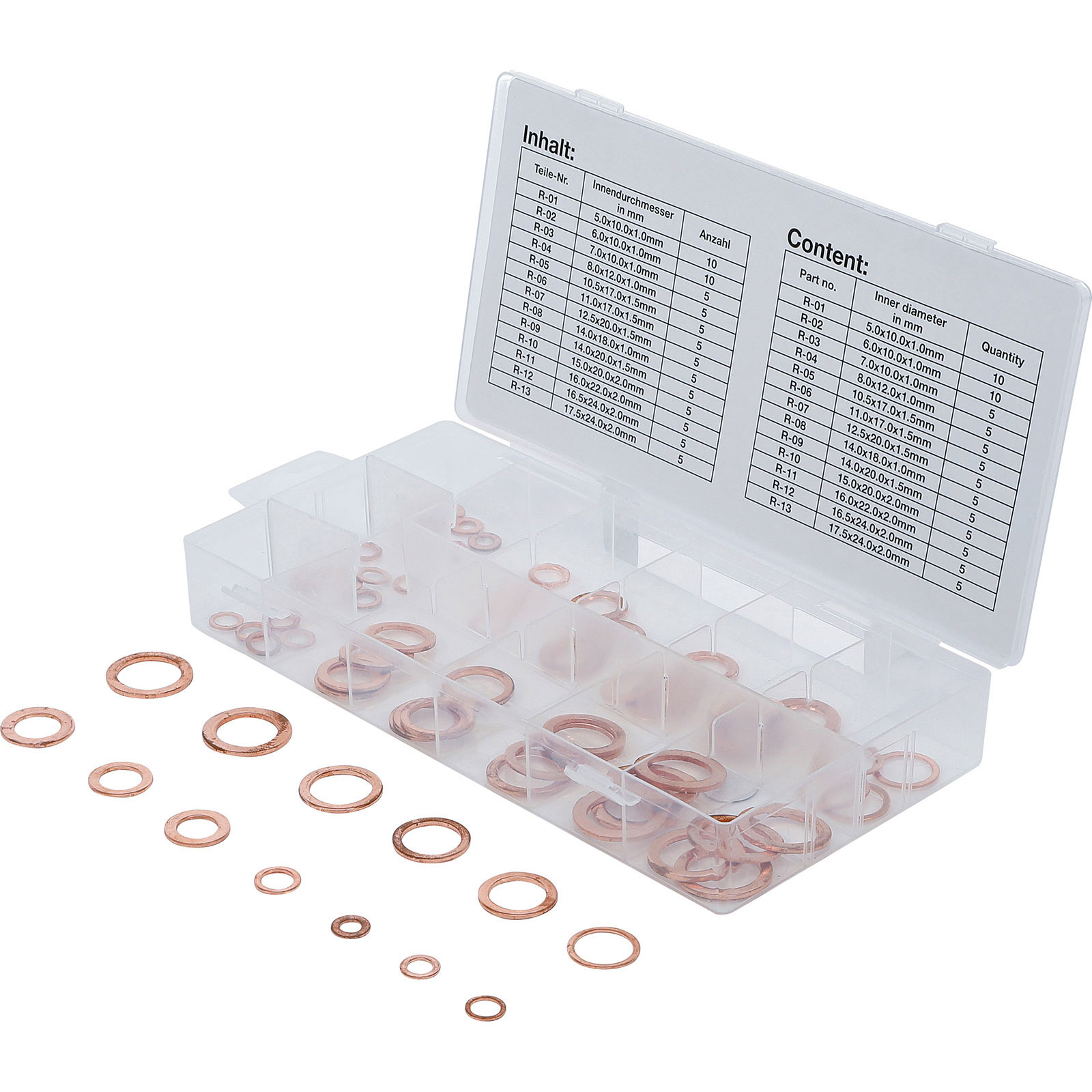 BGS Dichtring-Sortiment Kupfer metrisch für Öl-Ablassschrauben 75tlg. - 8132