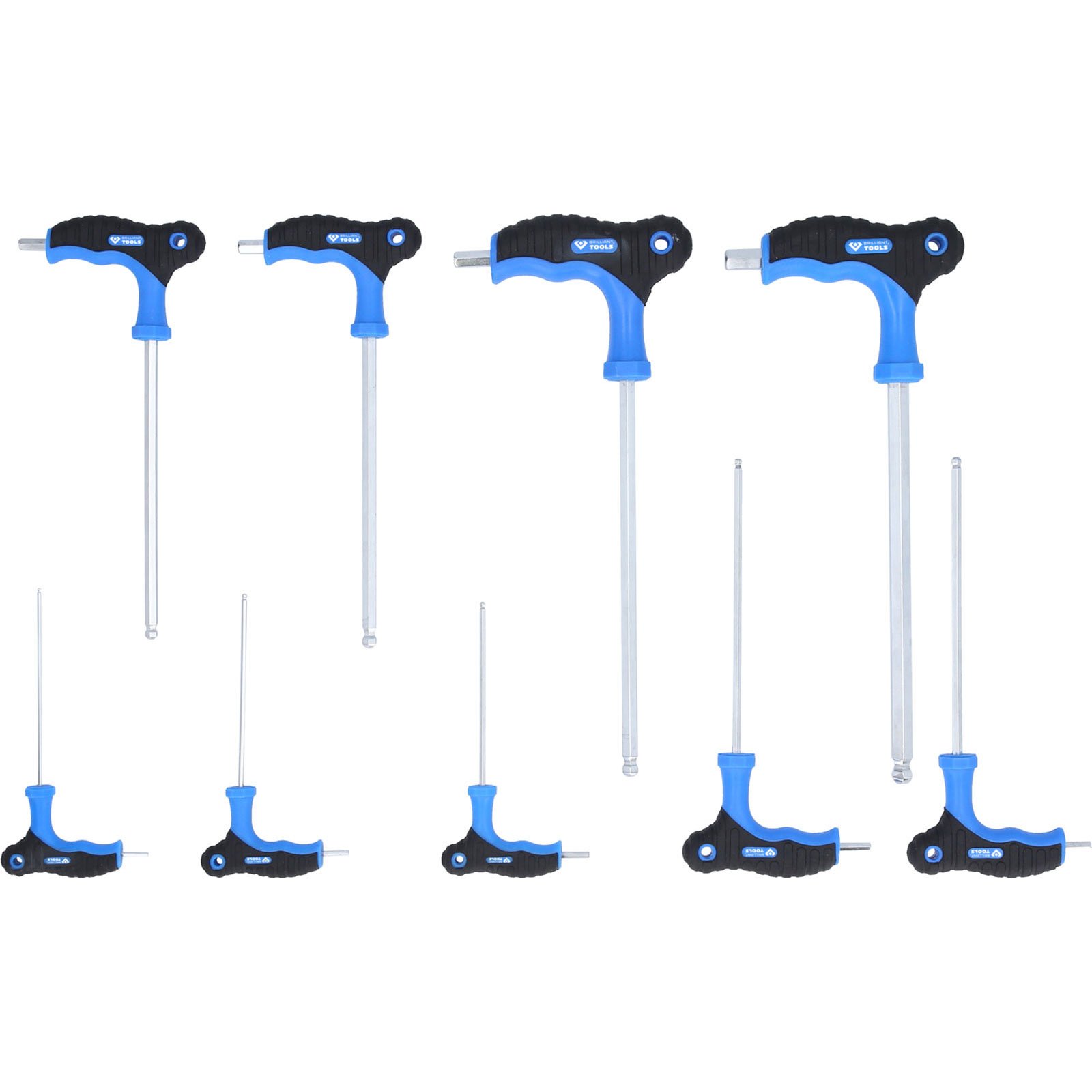 BRILLIANT TOOLS T-Griff-Kugelkopf-Innensechskant-Winkelstiftschlüssel-Satz 9tlg. - BT041100