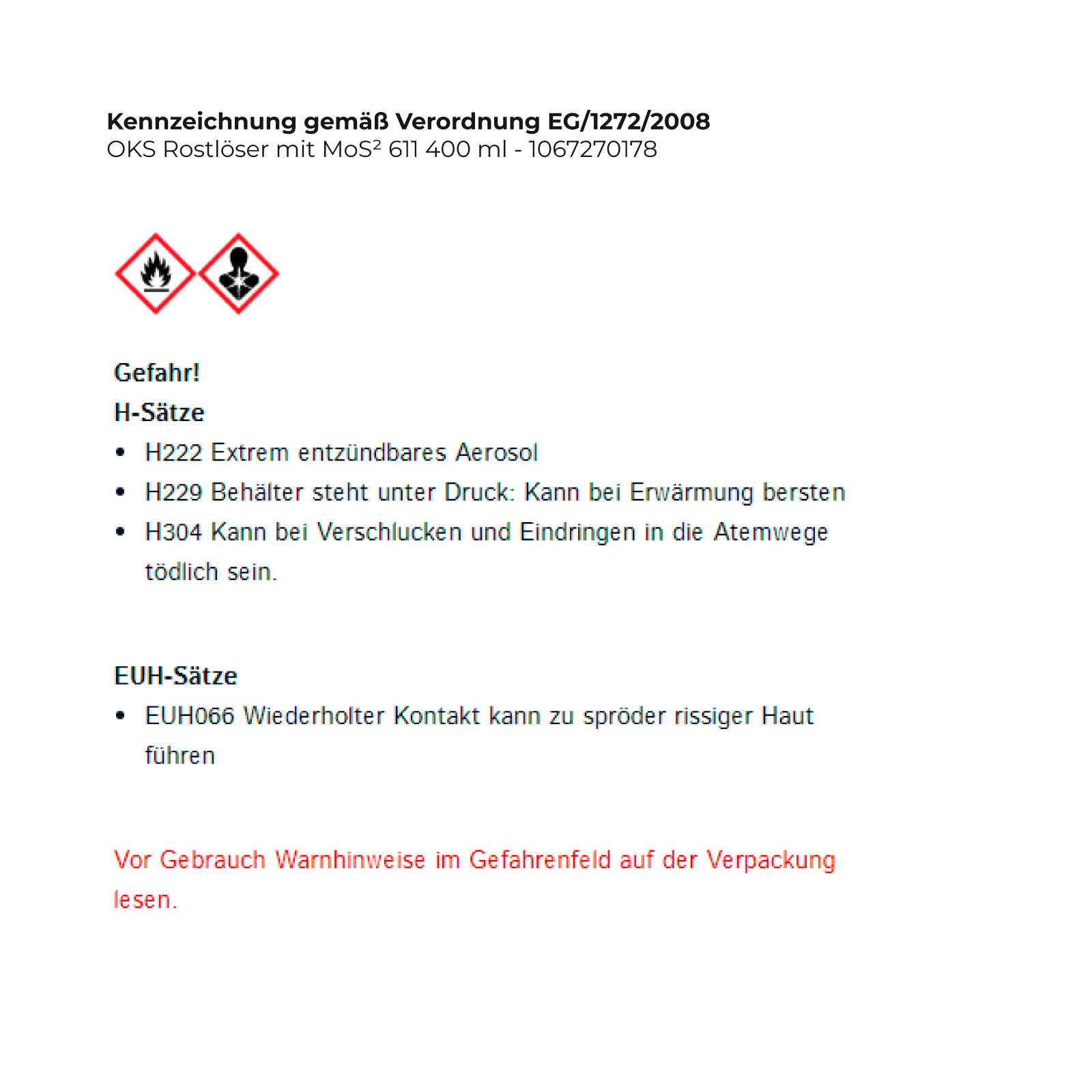 OKS Rostlöser mit MoS² 611 400 ml - 1067270178