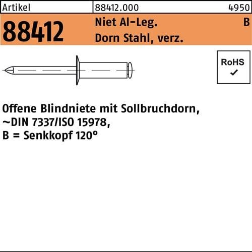 Blindniete R 88412 SEKO 5x35 Niet Aluminium/Dorn Stahl verz. 100St.