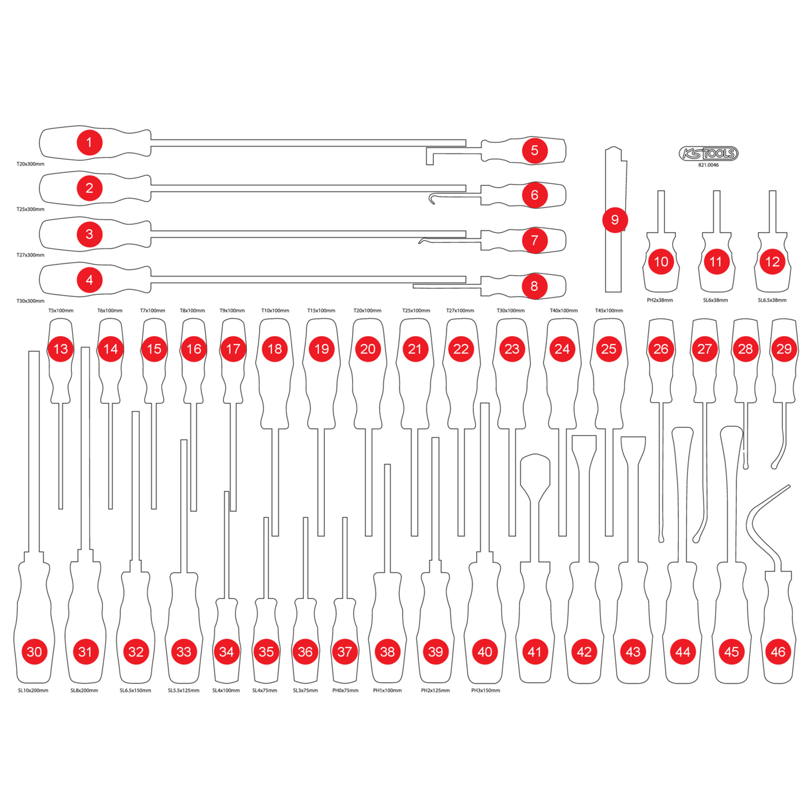 KS TOOLS leere Schaumstoffeinlage zu 821.0046 - 821.0046-97