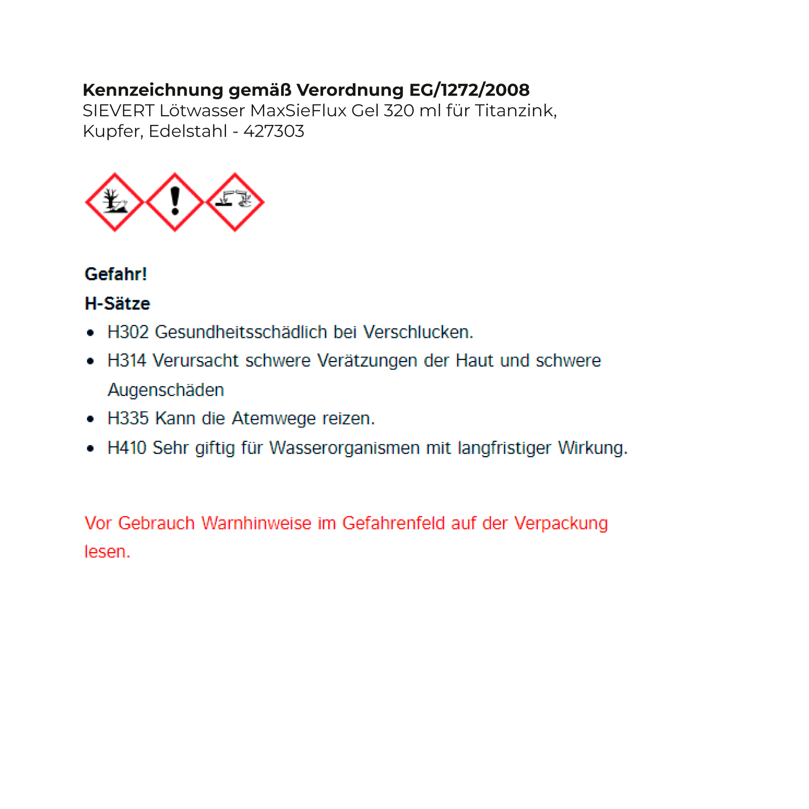 SIEVERT Lötwasser MaxSieFlux Gel 320 ml für Titanzink, Kupfer, Edelstahl - 427303