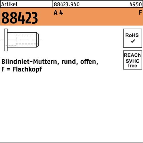 Blindnietmutter R 88423 FLAKO M8/3,0 - 6,0 A 4 100 Stück