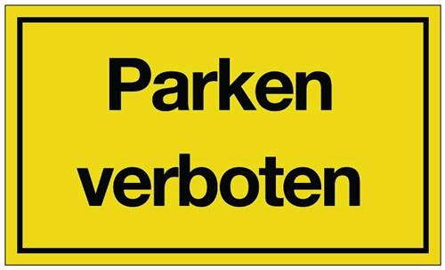 Hinweiszeichen Parken verboten L250xB150mm gelb schwarz Ku.