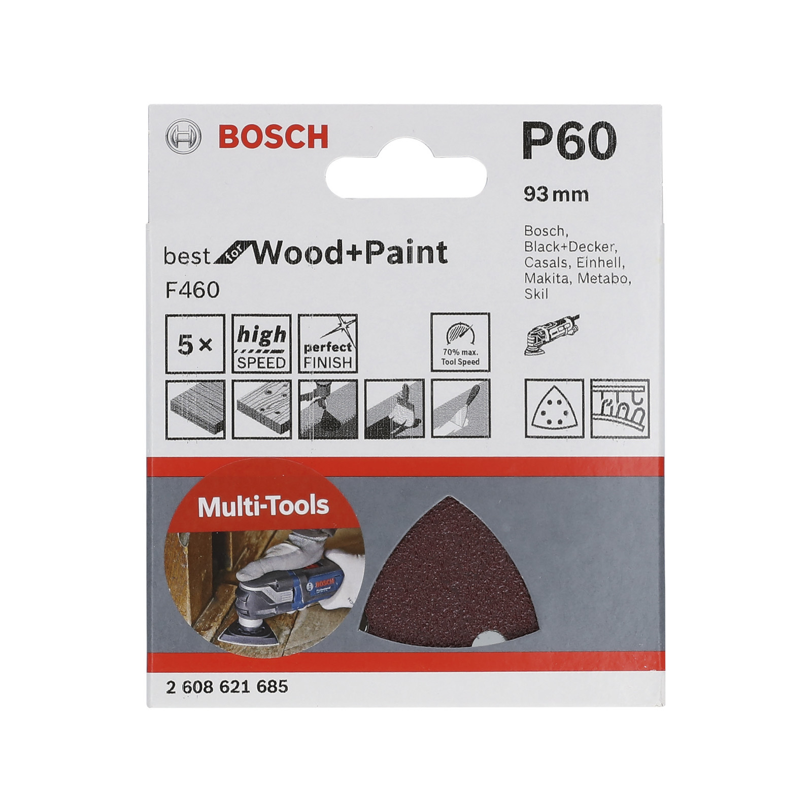 Bosch Schleifblatt F460 Best for Wood and Paint 93 mm 60 5er-Pack - 2608621685