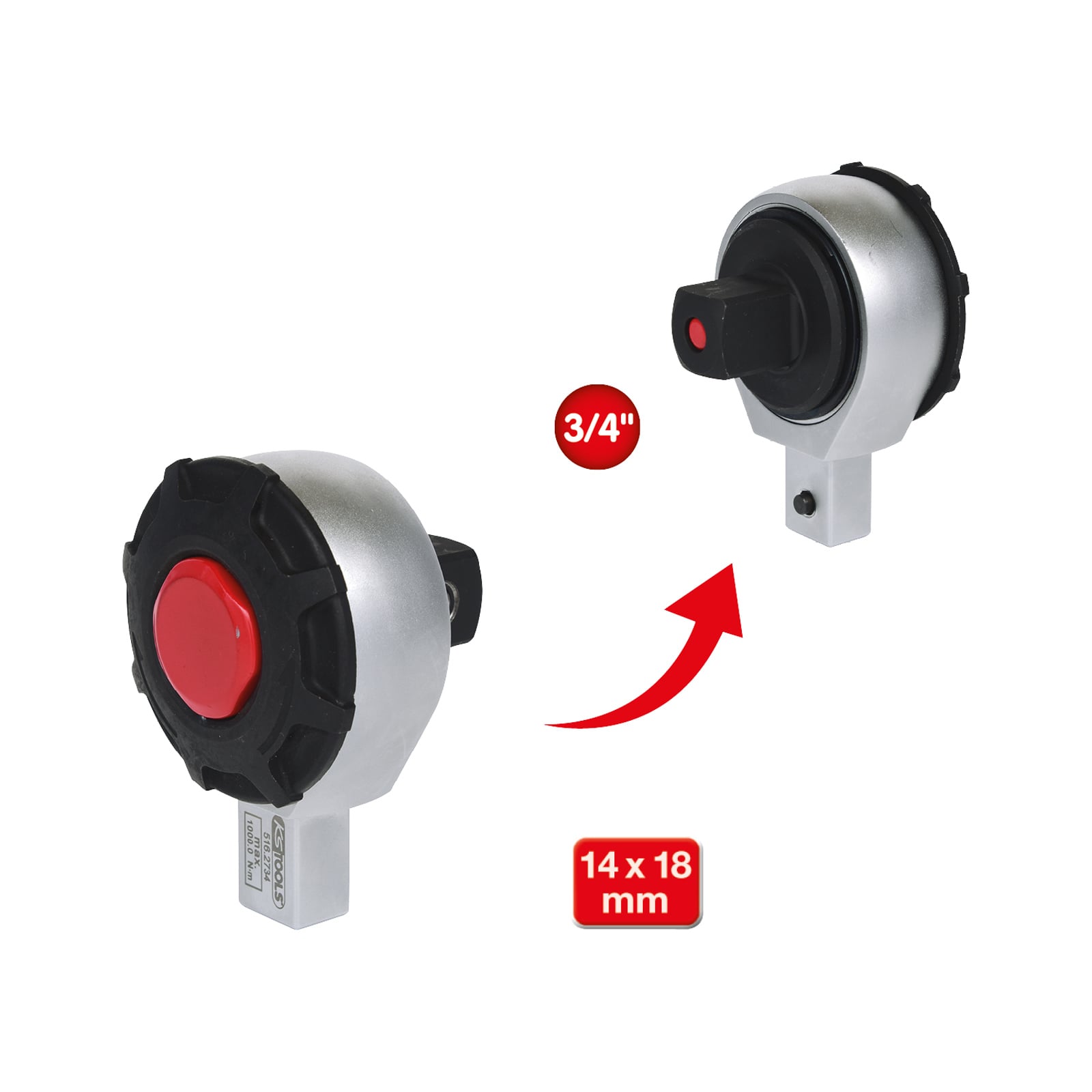 KS TOOLS 14 x 18 mm Einsteck-Umschaltknarre 3/4" - 516.2734