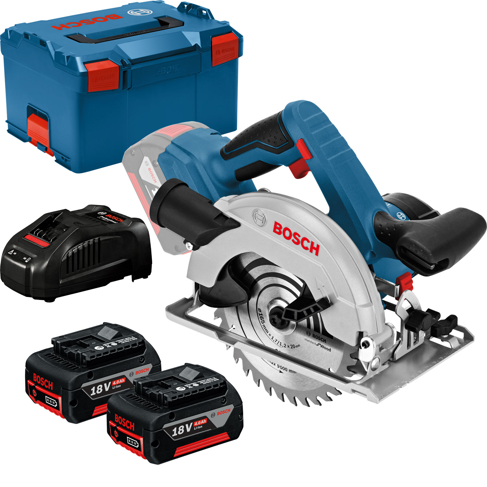 Bosch Akku-Kreissäge GKS 18V-57 G Ø 165 mm / 18 V 2x 4,0 Ah Akku + Ladegerät in L-Boxx