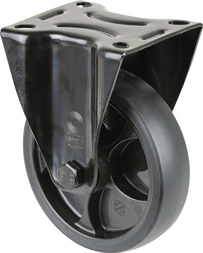 Bockrolle D.125mm Trgf.120kg Gum.Platte L104xB80mm Farbe Rl.schwarz BS ROLLEN