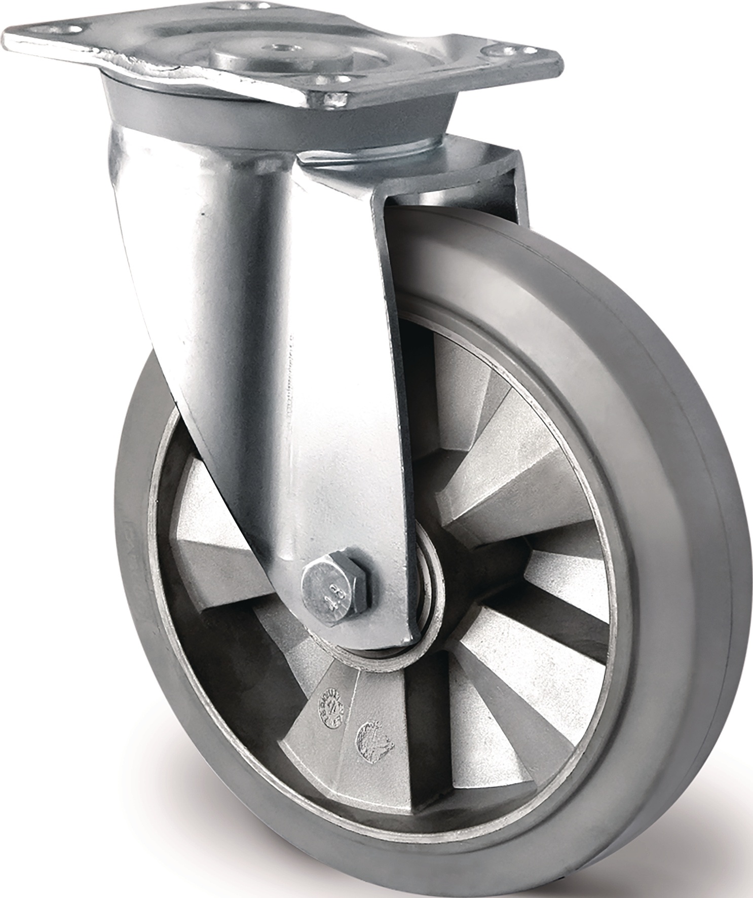 Schwerlastlenkrolle D.125mm Trgf.300kg Lenkrolle Elastikgummi