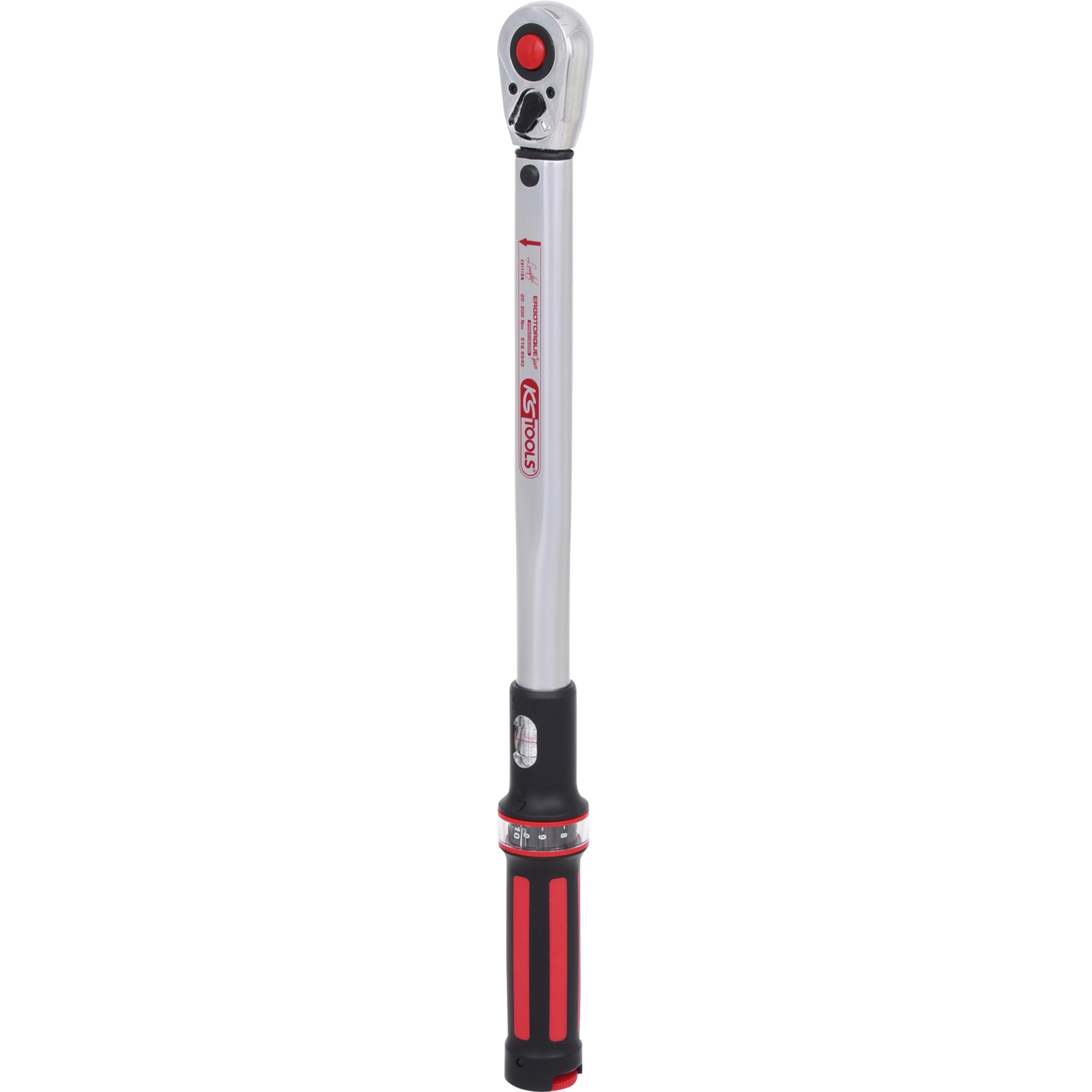 KS TOOLS 1/2" ERGOTORQUEprecision Ratschen-Drehmomentschlüssel 40 - 200 Nm rot - 516.6542