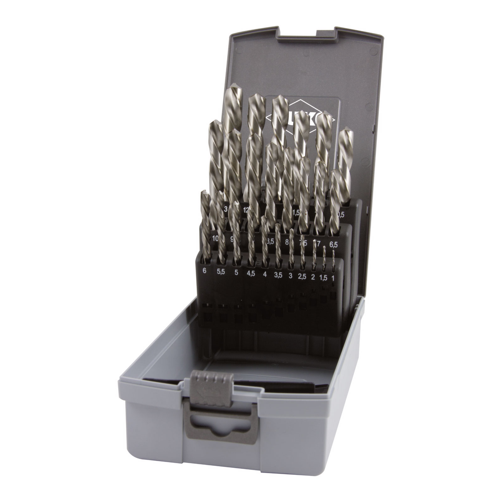 RUKO Spiralbohrer-Satz DIN 338 Typ N, HSS-G - linksschneidend in ABS-Kunststoffkassette - 25 tlg. - 214215LiRO