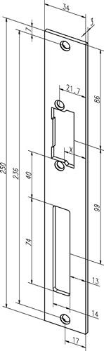 ASSA ABLOY Flachschließbl.94A VA ma ktg.B.34xL.250mm DIN L/R - -------94A35-01